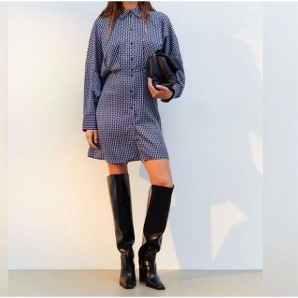 NWT H&M Geometric button up shirt dress